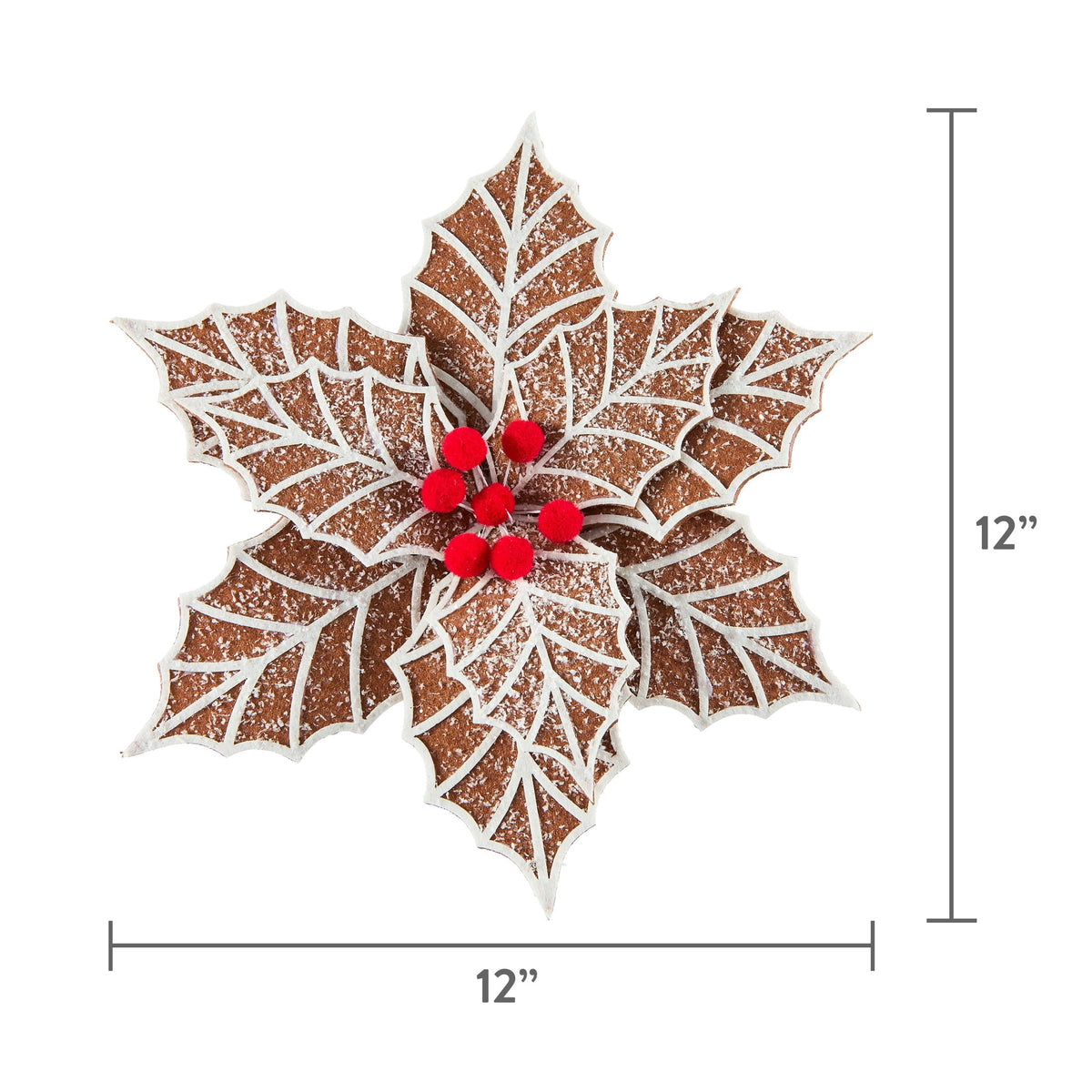 Multicolor Deluxe Gingerbread Poinsettia Clip Christmas Ornament, 12", by Holiday Time