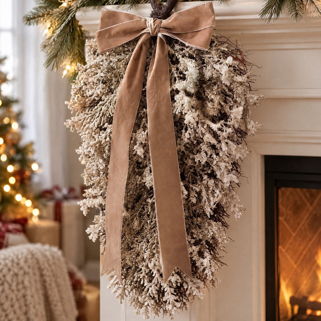 Christmas Teardrop Decorative Swag, Champagne, 28", by Holiday Time