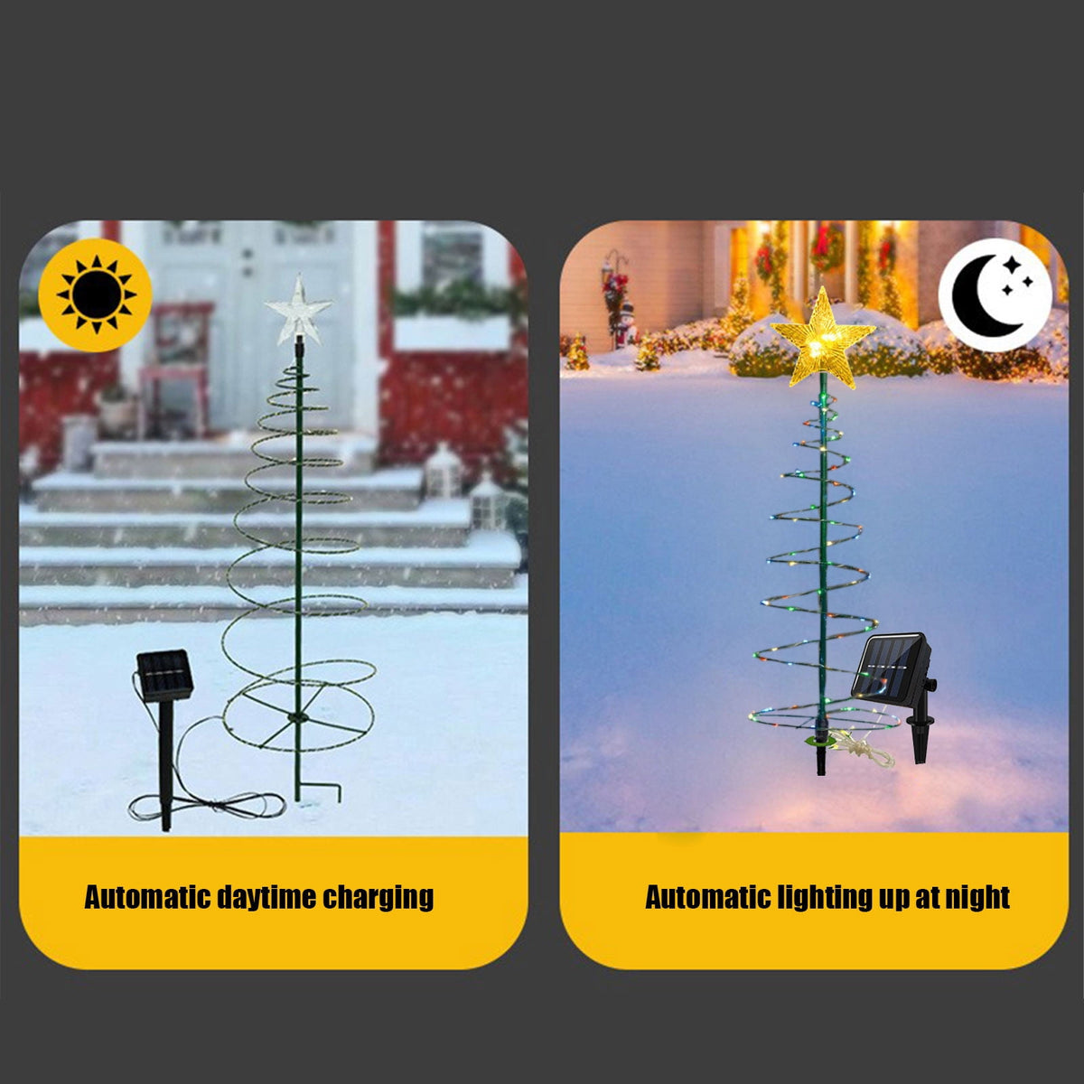 AuroraX Christmas Tree Christmas Decorations DIY 8 Lighting Modes Solar Waterproof Lighted Holiday Yard Stakes Indoor Outdoor Lights Patio Christmas Decorations