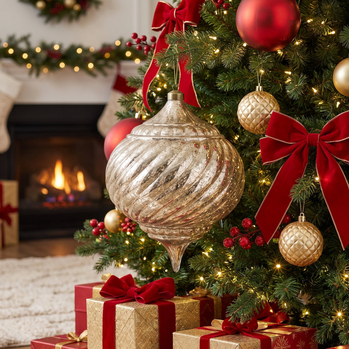 My Texas House 2-Count Gold Finial Shatterproof Christmas Ornaments, 11"
