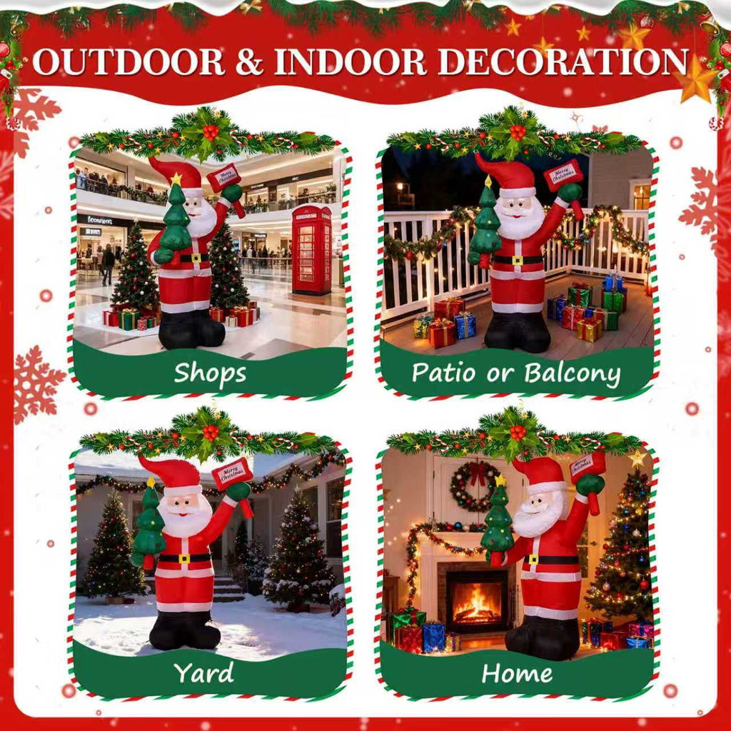 Joctrum 8 FT Christmas Inflatable Santa Claus with Built-In LEDs, Blow-Up Santa for Xmas,Yard,Garden, Lawn, Indoor, Outdoor, Winter Decor