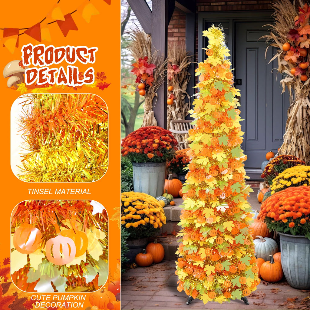 Ayieyill 5ft Halloween Tree Prelit, Pencil Pop up Tree with Light Halloween Decoration | Indoor | Black