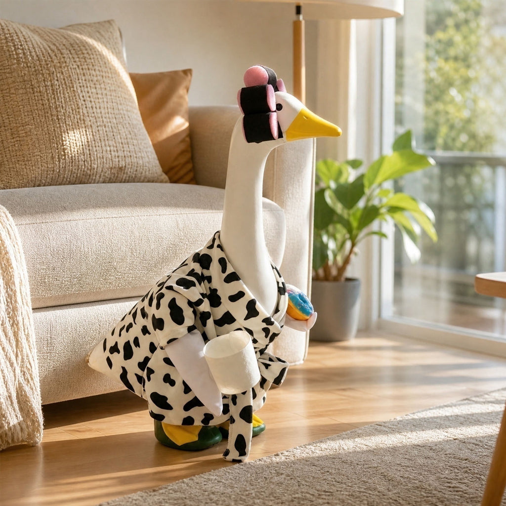 Lzobxe Porch Goose Clothes, Casual Style Lawn Yard Garden Decor for 23" High Cement or Plastic Geese, Goose Costume for All Season and Occasiona