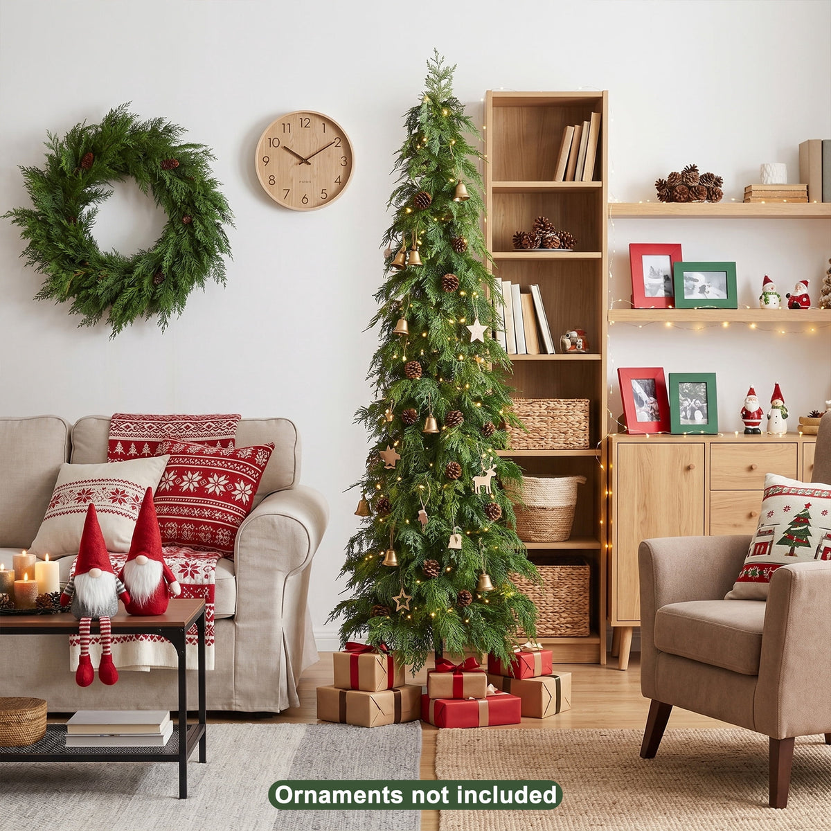 DR.Planzen Artificial Cypress Tree 5FT - Realistic PE Faux Christmas Tree with Stable Iron Base, Artificial Evergreen Tree for Front Porch, Patio, Entryway, Indoor Outdoor Home Decor