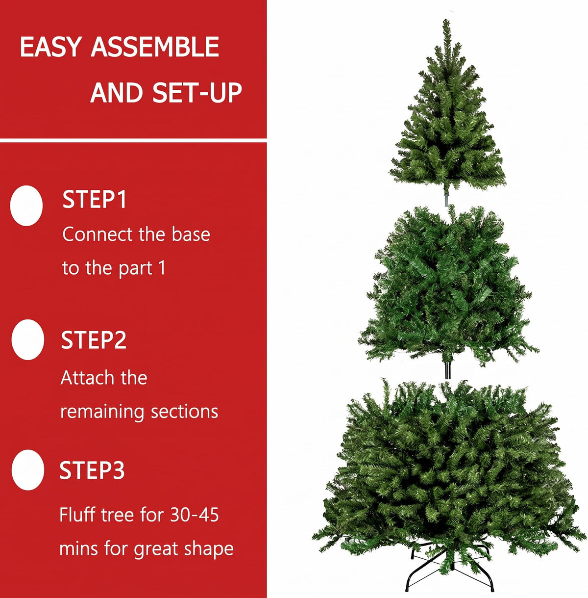 Legooin 6FT Pre lit 300 Multicolored LED Lights, Artificial Christmas Tree, Easy Assembly, 800 PVC Tips, Premium Hinged Green Spruce