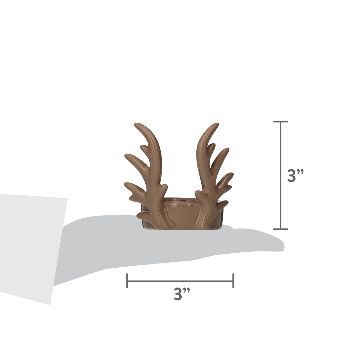 Small Brown Stoneware Antler Christmas Candle Holder, 3", by Holiday Time