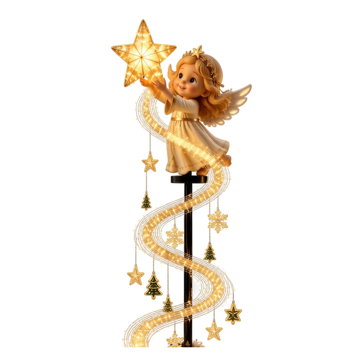 Christmas Reindeer Lighted Yard Stake, Bell and Snowflake Outdoor Decor for Lawn Garden Pathway Porch Holiday Display, 31.9 in