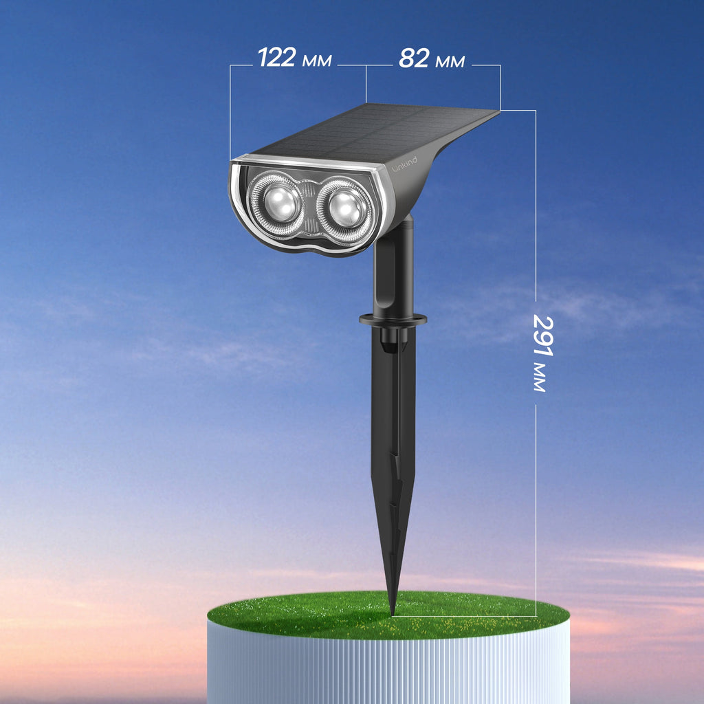 Linkind Solar Lights Outdoor, LED Solar Landscape Spotlights, IP67 Waterproof Outdoor Lighting for Yard, Garden, Pathway, Patio, 2 Pack (Daylight)