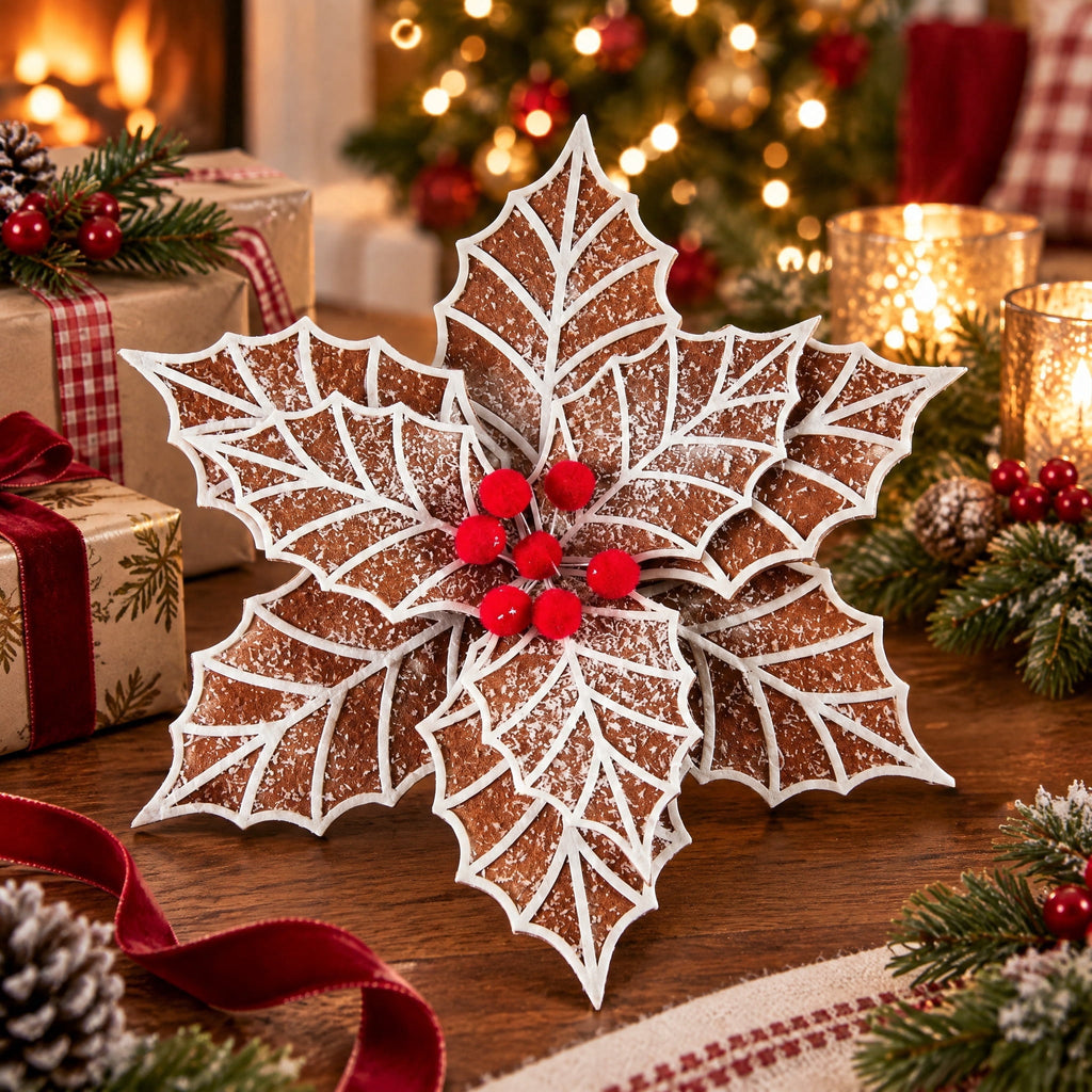 Multicolor Deluxe Gingerbread Poinsettia Clip Christmas Ornament, 12", by Holiday Time