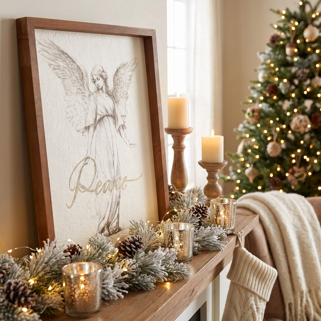 Angel of Peace Framed Christmas Wall Art, Multicolor, 12" x 16", by Holiday Time