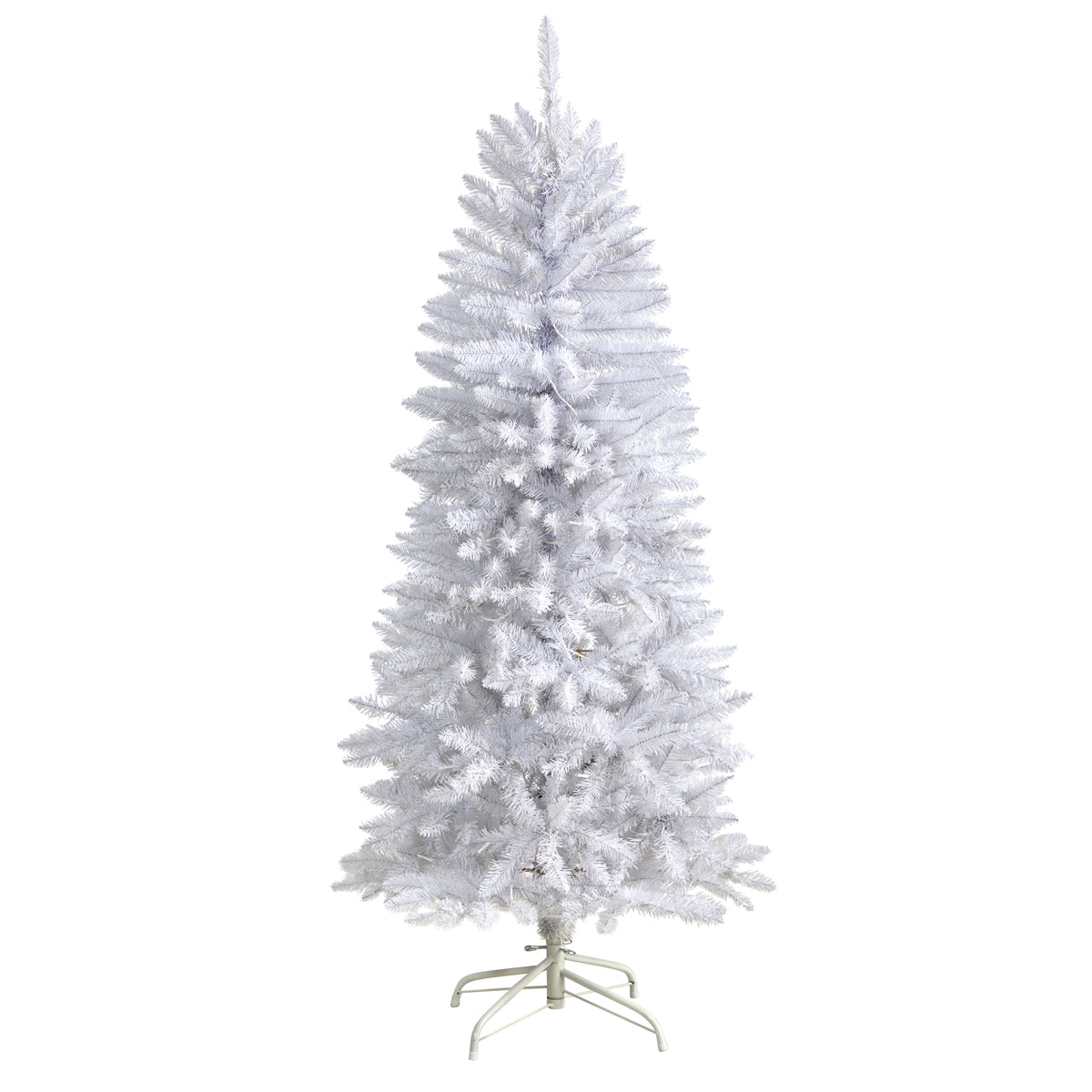 Nearly Natural 3' White Slim Artificial Christmas Tree Prelit 50 Warm White LED Lights