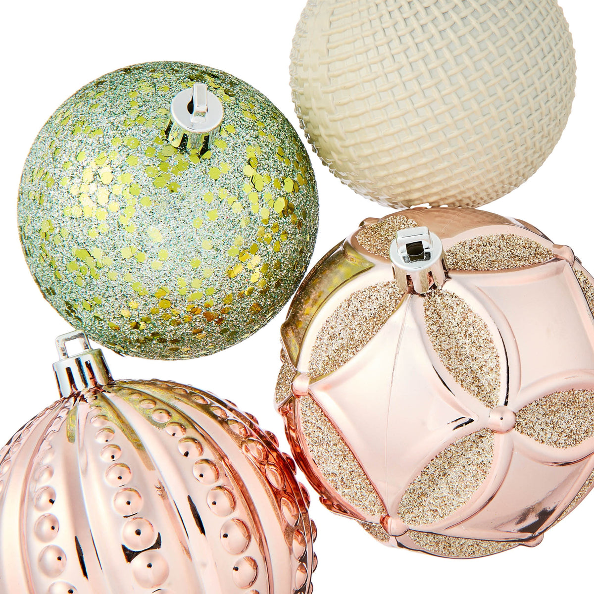 70-Count Green and Light Pink Shatterproof Christmas Ornaments, by Holiday Time