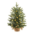 18"Pre-Lit 'Feel Real' Artificial Christmas Tree, Fir Christmas Tree, Premium Xmas Tree for Home, Office, Party Decoration, Includes Burlap Bag Base, Green, with warm light