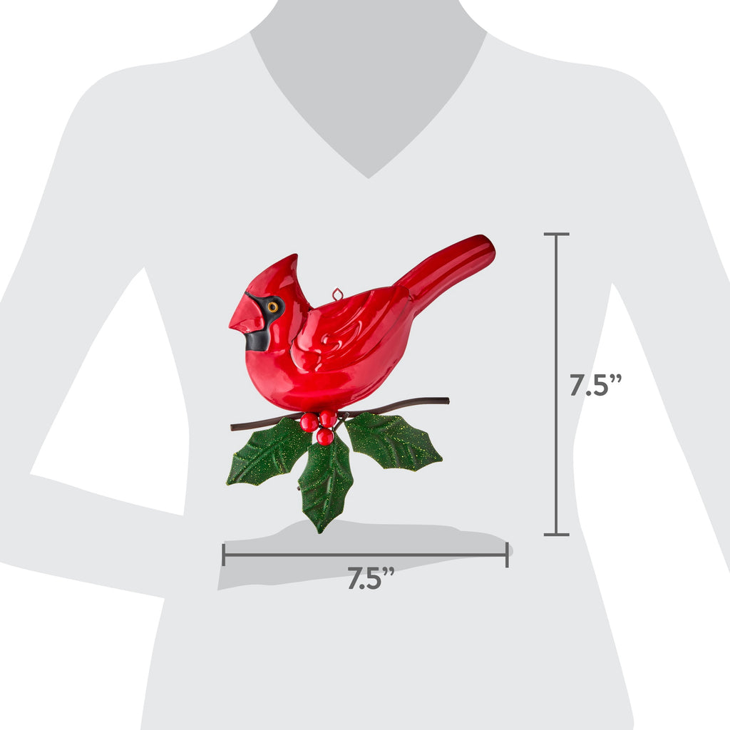 Red and Green Metal Cardinal Christmas Ornament, 7.5", by Holiday Time
