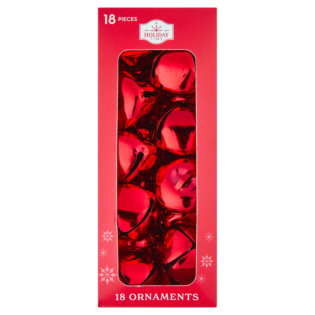 18-Count Red Metal Jingle Bell Christmas Ornaments, 1", by Holiday Time
