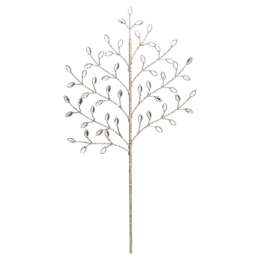 Champagne Gold Glitter and Gem Branch Decorative Christmas Pick, 18", by Holiday Time