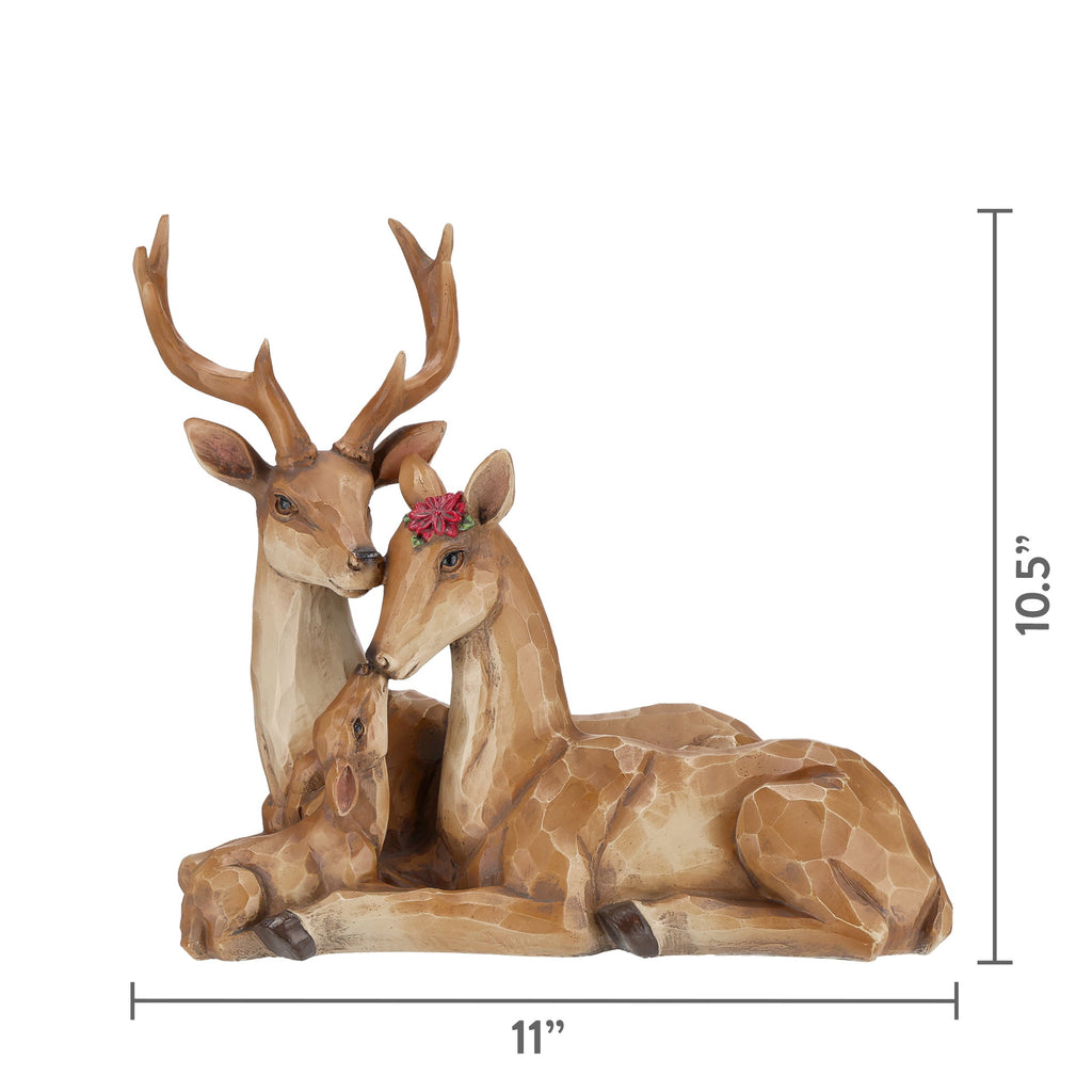 Resin Deer Family Christmas Decoration, Brown, 10.5", by Holiday Time