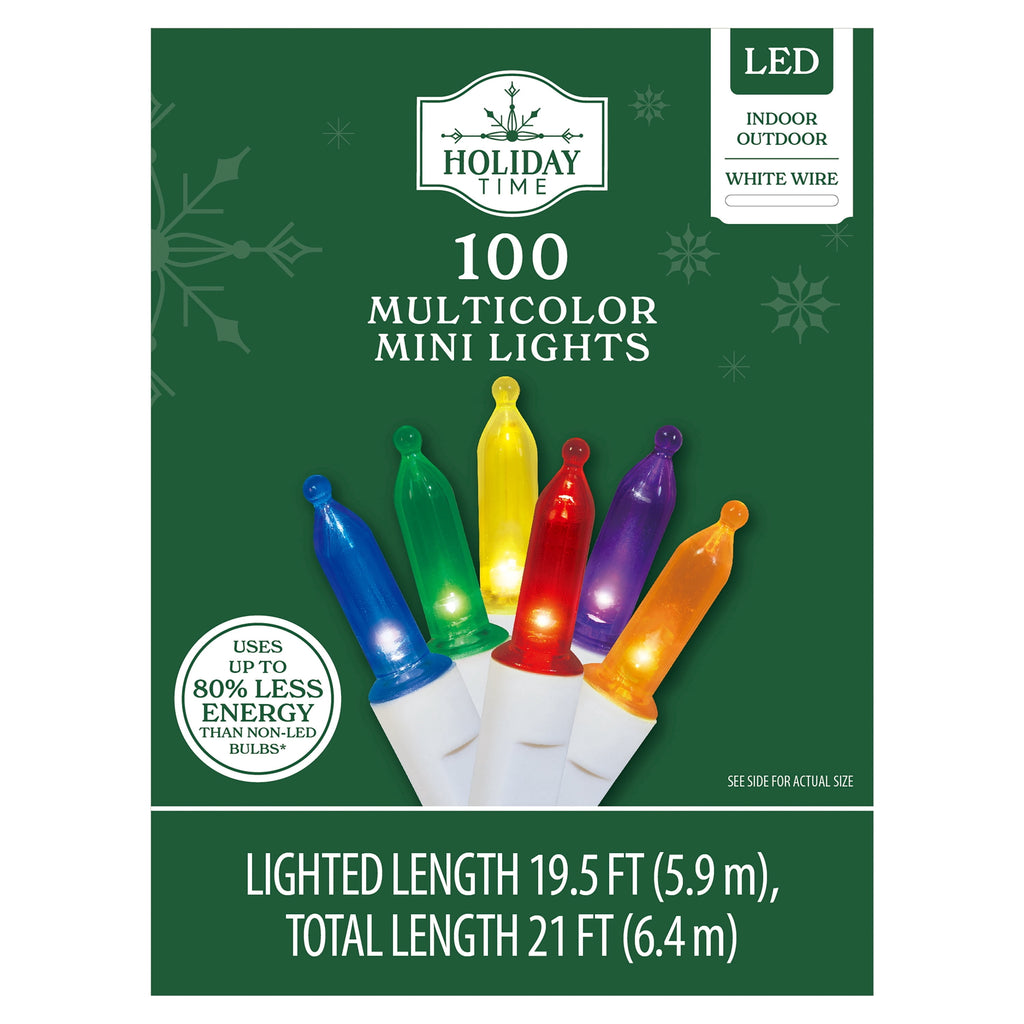 Indoor/Outdoor 100-Count LED Mini Christmas String Lights, Warm White, White Wire, 19.5', by Holiday Time
