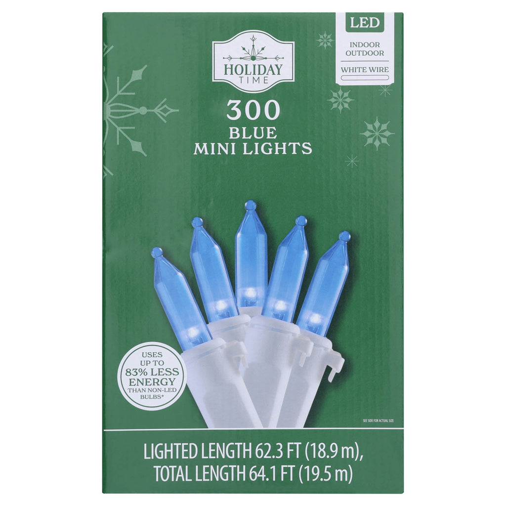 Indoor/Outdoor 300-Count LED Mini Christmas String Lights, Warm White, White Wire, 62.3', by Holiday Time