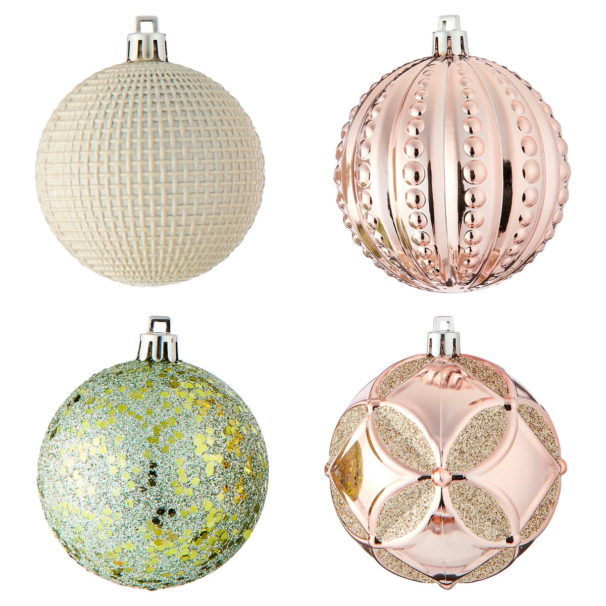 70-Count Green and Light Pink Shatterproof Christmas Ornaments, by Holiday Time