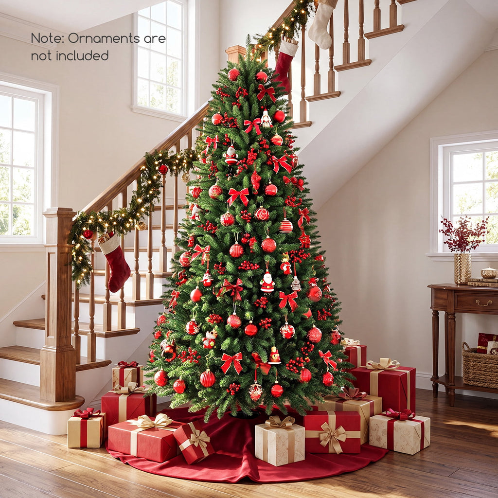 Costway 7.5 ft Unlit Artificial Fir Christmas Tree Hinged with 1968 Branch Tips Green