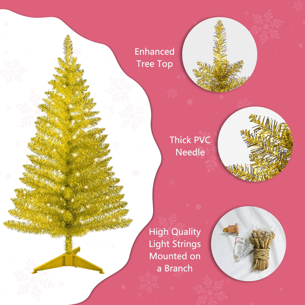 Mayhihi 4FT White Small Christmas Tree with Lights, Artificial Xmas Trees for Home Office