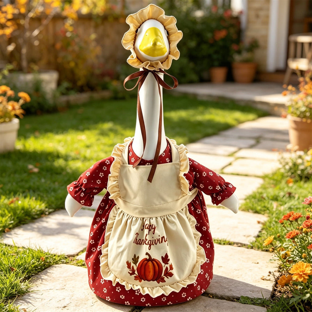 Lzobxe Porch Goose Clothes, Casual Style Lawn Yard Garden Decor for 23" High Cement or Plastic Geese, Goose Costume for All Season and Occasiona