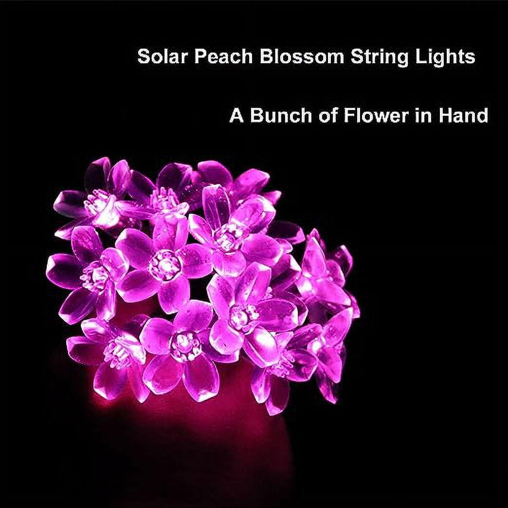 Solar Flower String Lights, Cherry Blossoms Solar Fairy Light,23ft 50 LED Outdoor Waterproof String Lights for Christmas Tree, Home, Garden, Wedding, Patio, Party Decorations(pink)
