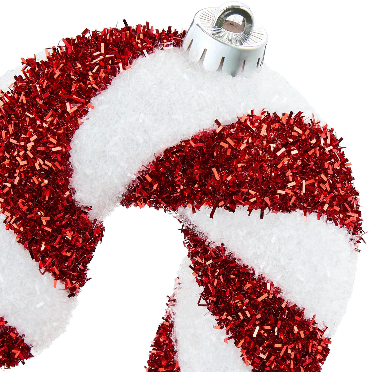 2-Count Red and White Jumbo Tinsel Candy Cane Shatterproof Christmas Ornaments, 14", by Holiday Time