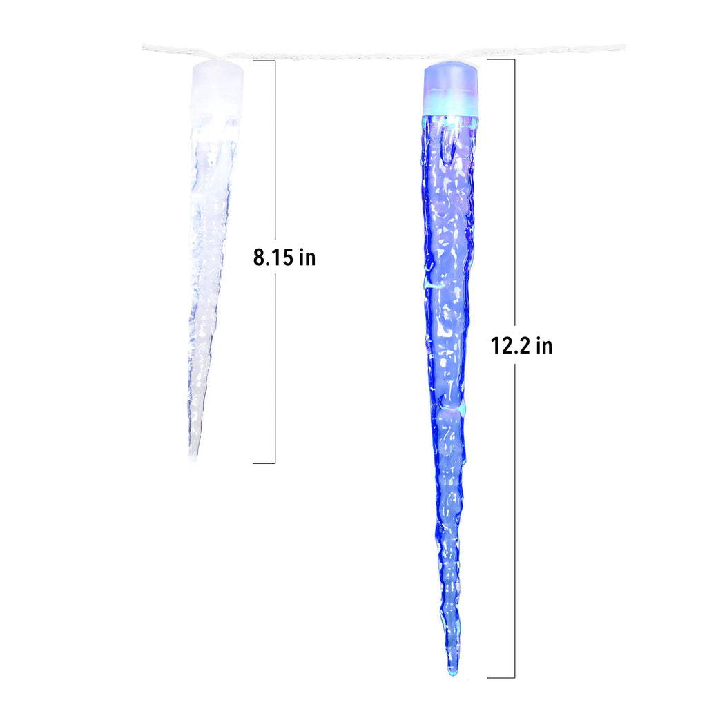 Indoor/Outdoor 8-Count LED 8-Function Crystal Christmas Icicle Lights, Cool White, White Wire, 9', by Holiday Time