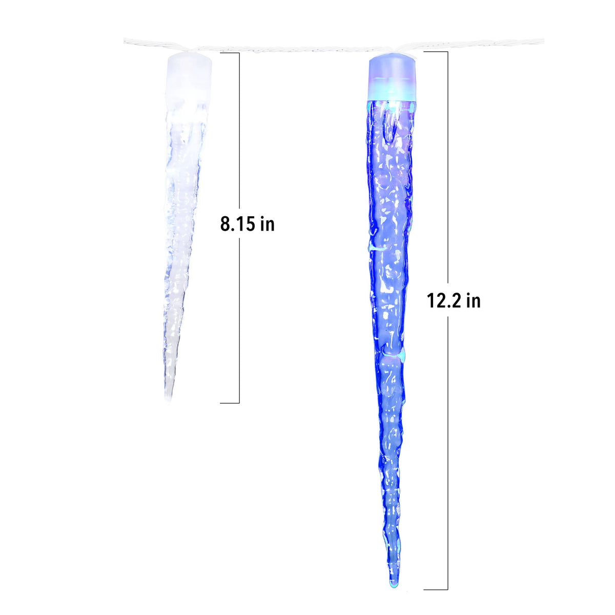 Indoor/Outdoor 8-Count LED 8-Function Crystal Christmas Icicle Lights, Cool White, White Wire, 9', by Holiday Time