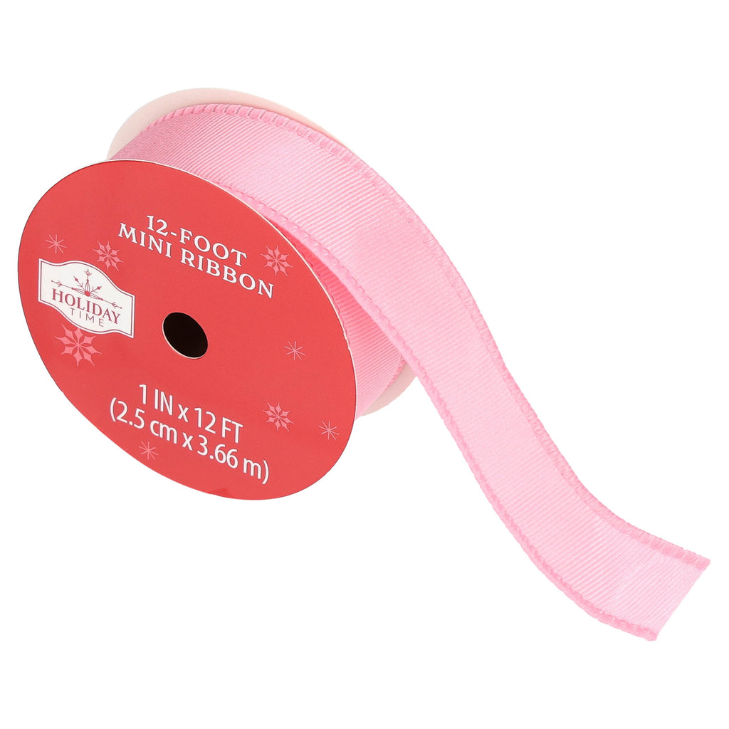 Pink Grosgrain Mini Christmas Ribbon, 1" x 12', by Holiday Time