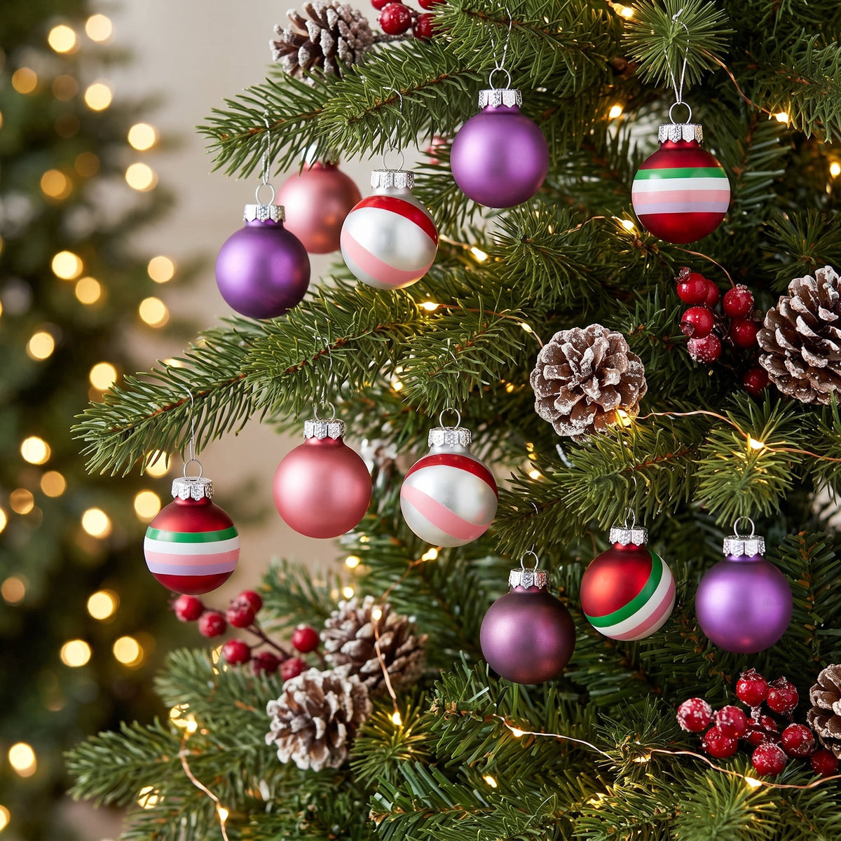 16-Count Multicolor Mini Glass Christmas Ornaments, 1", by Holiday Time