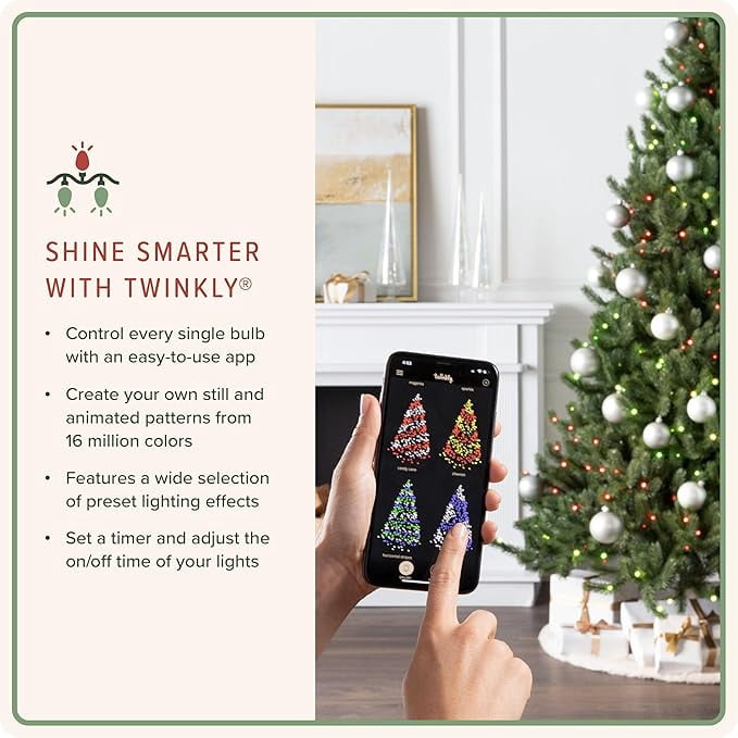 Treetopia Heritage Balsam Spruce - Artificial Indoor Christmas Tree, Hinged Branches, Holiday Decor, Twinkly LED, 6ft