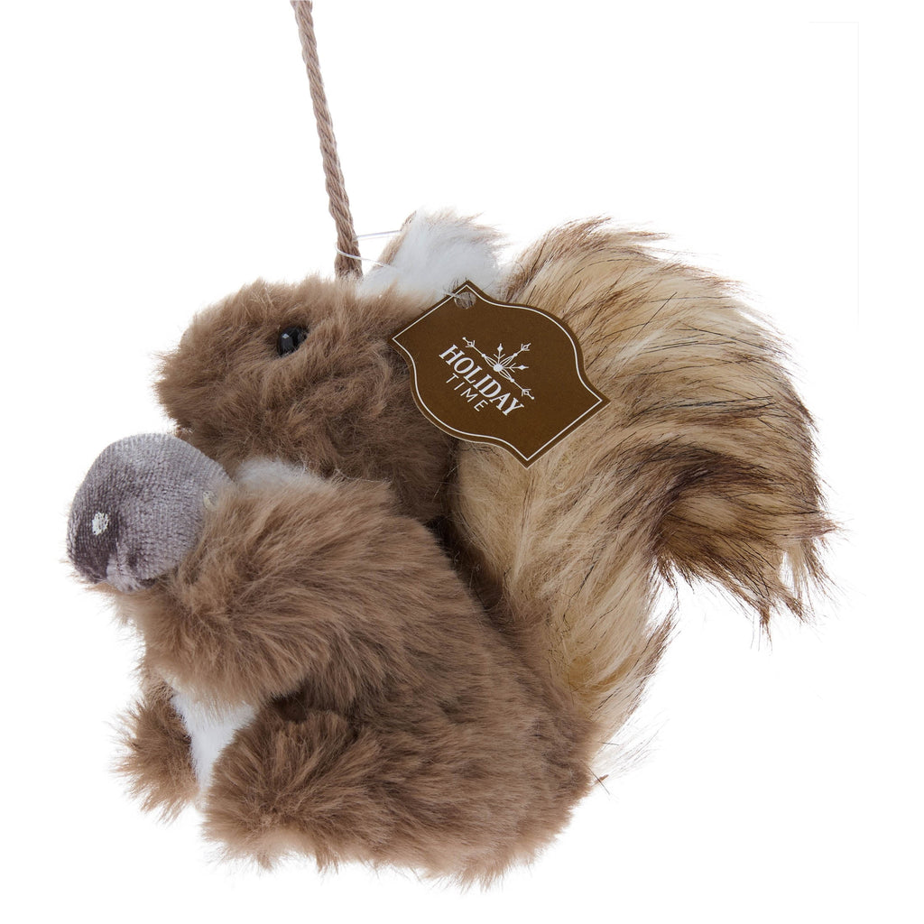 Brown Plush Squirrel with Mushroom Christmas Ornament, 4", by Holiday Time