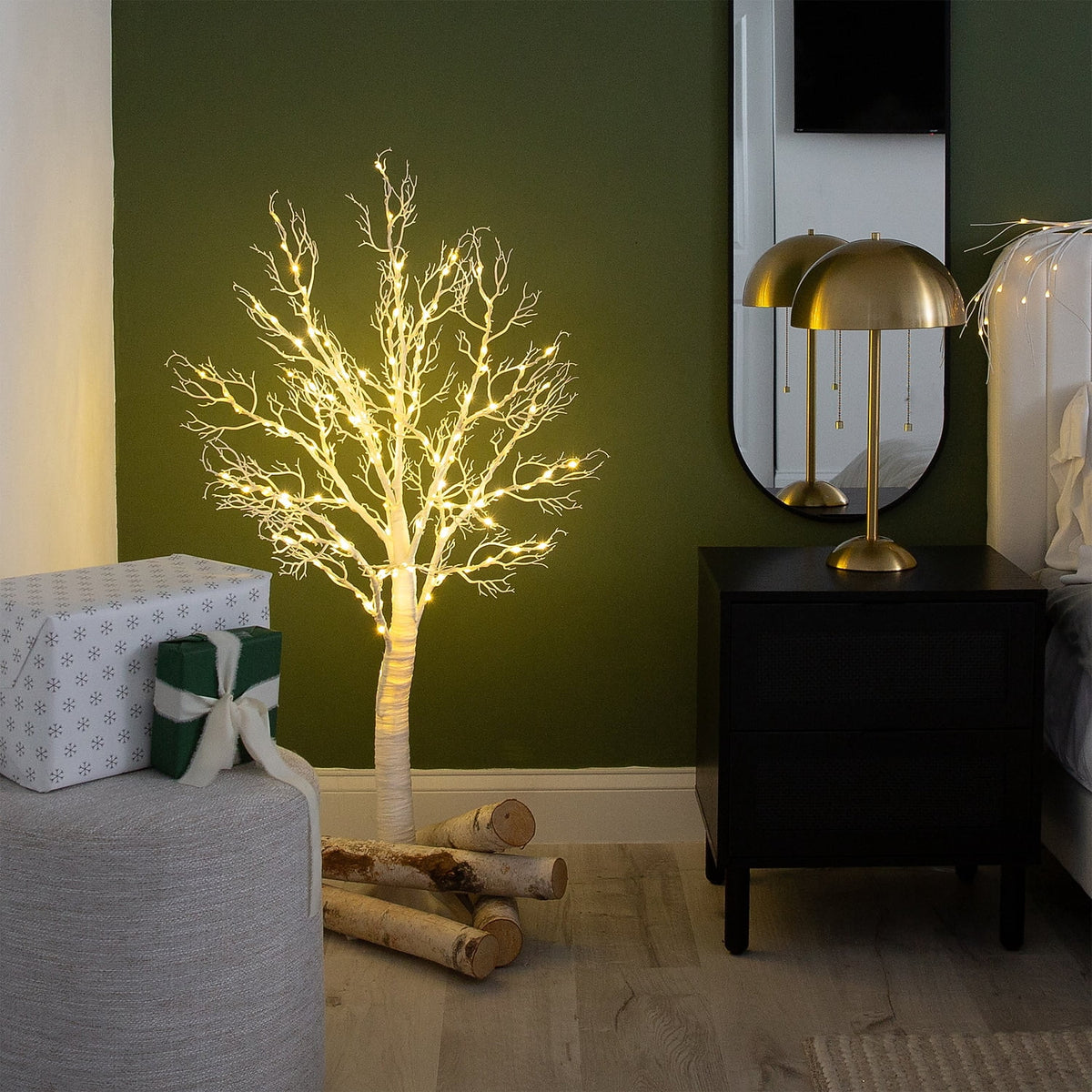 Nearly Natural Pre-Lit Twig Artificial Christmas Tree - 4' - Warm White LED Lights