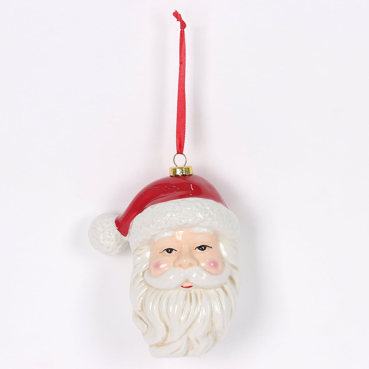 White and Red Ceramic Santa Christmas Ornament, 5.3", by Holiday Time