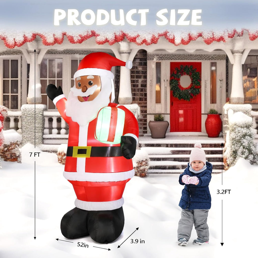 Joymor 8ft Lighted Inflatable Santa Claus Christmas Yard Decoration for Indoor/Outdoor, Black