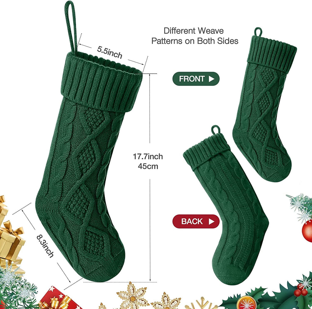 Ayieyill 6pcs Christmas Stockings Large Knitted Xmas Stockings 18 Inches Fireplace Hanging Stockings for Family Holiday Christmas Decoration