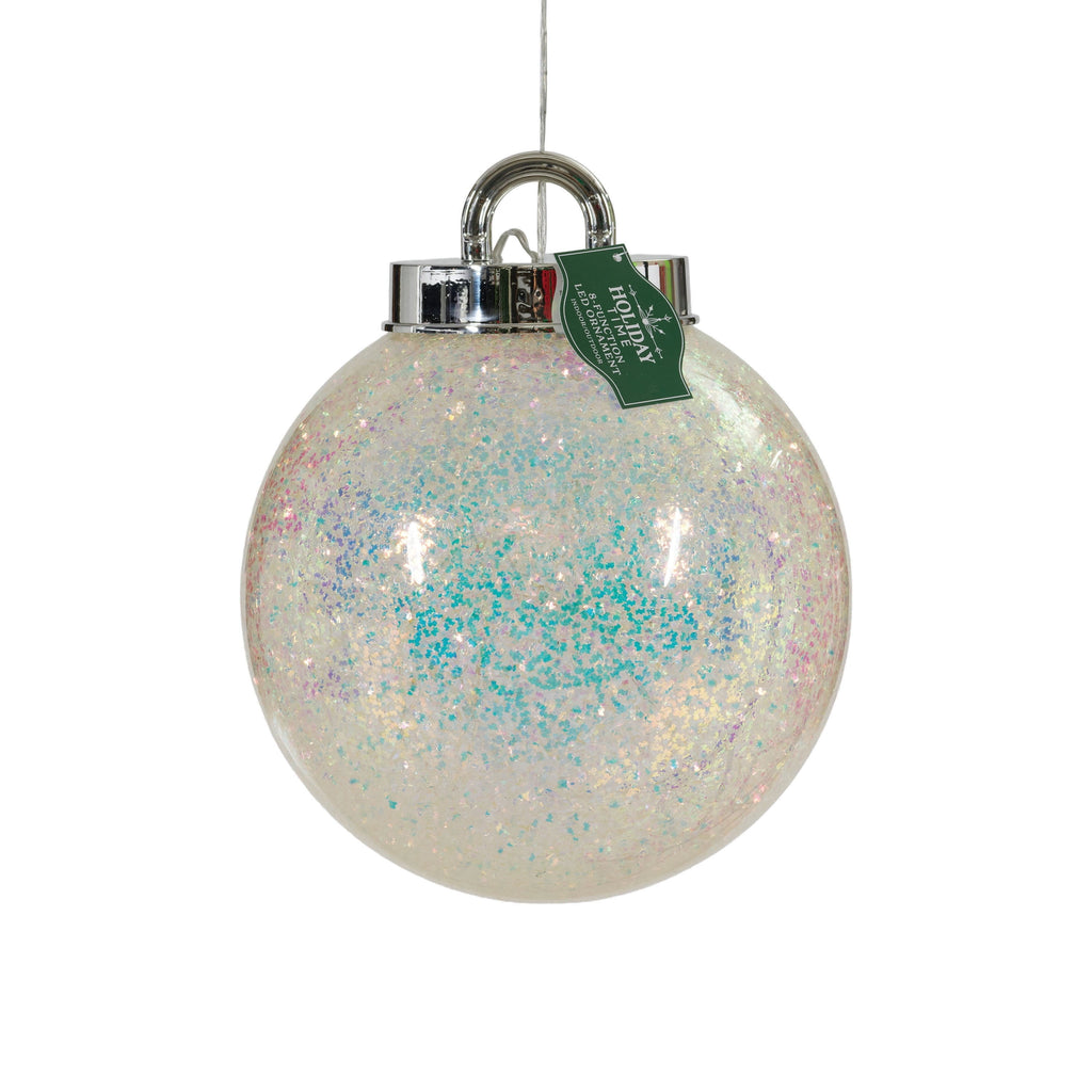 Indoor/Outdoor LED Giant 8-Function Christmas Ornament Decoration with 50 LED Lights, Glittering Warm White, 7.8", by Holiday Time