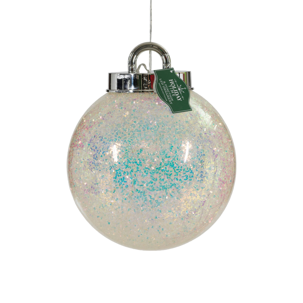 Indoor/Outdoor LED Giant 8-Function Christmas Ornament Decoration with 50 LED Lights, Glittering Warm White, 7.8", by Holiday Time