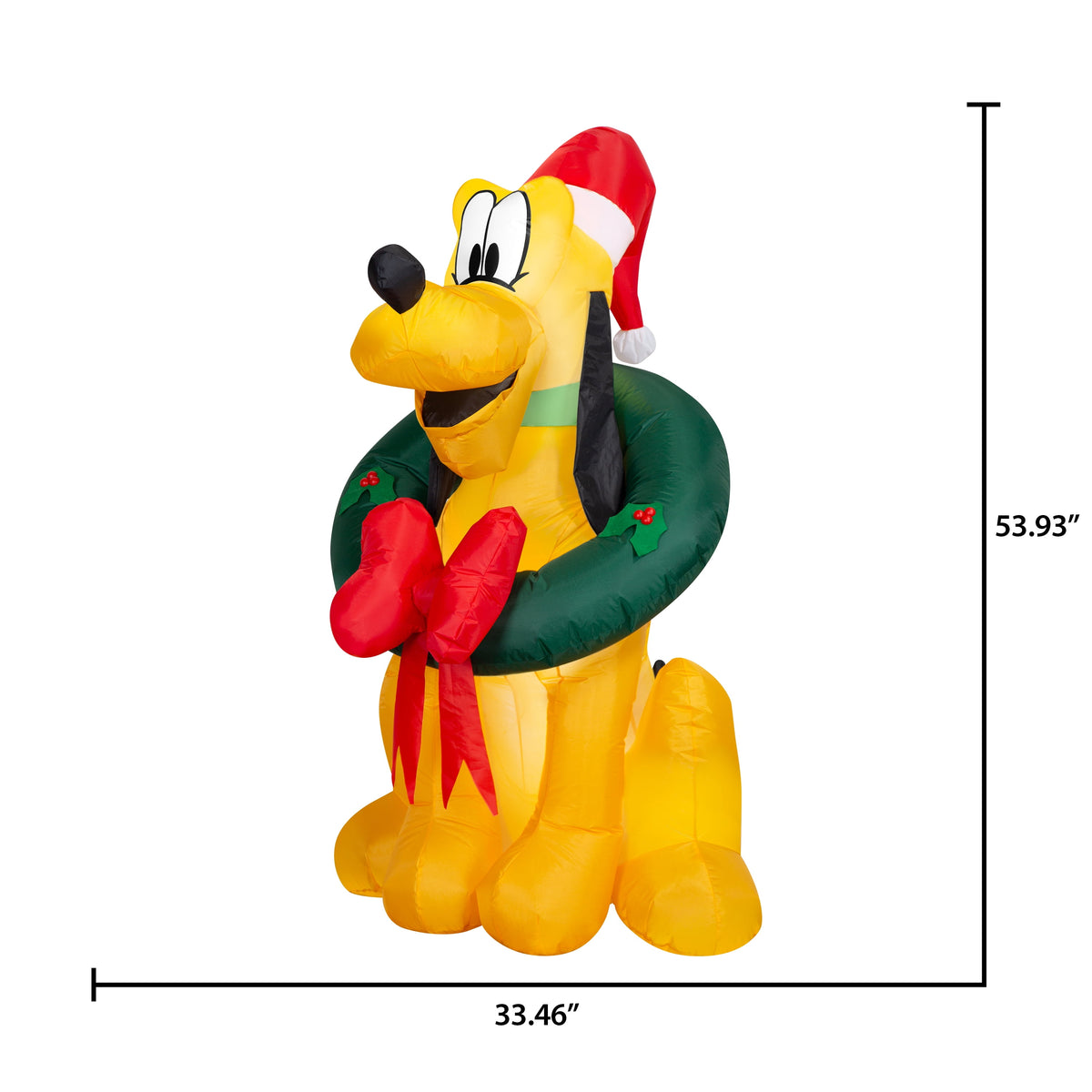 Airblown Christmas Yard Inflatable Light Pluto with Santa Hat and Wreath Disney 4.5 ft