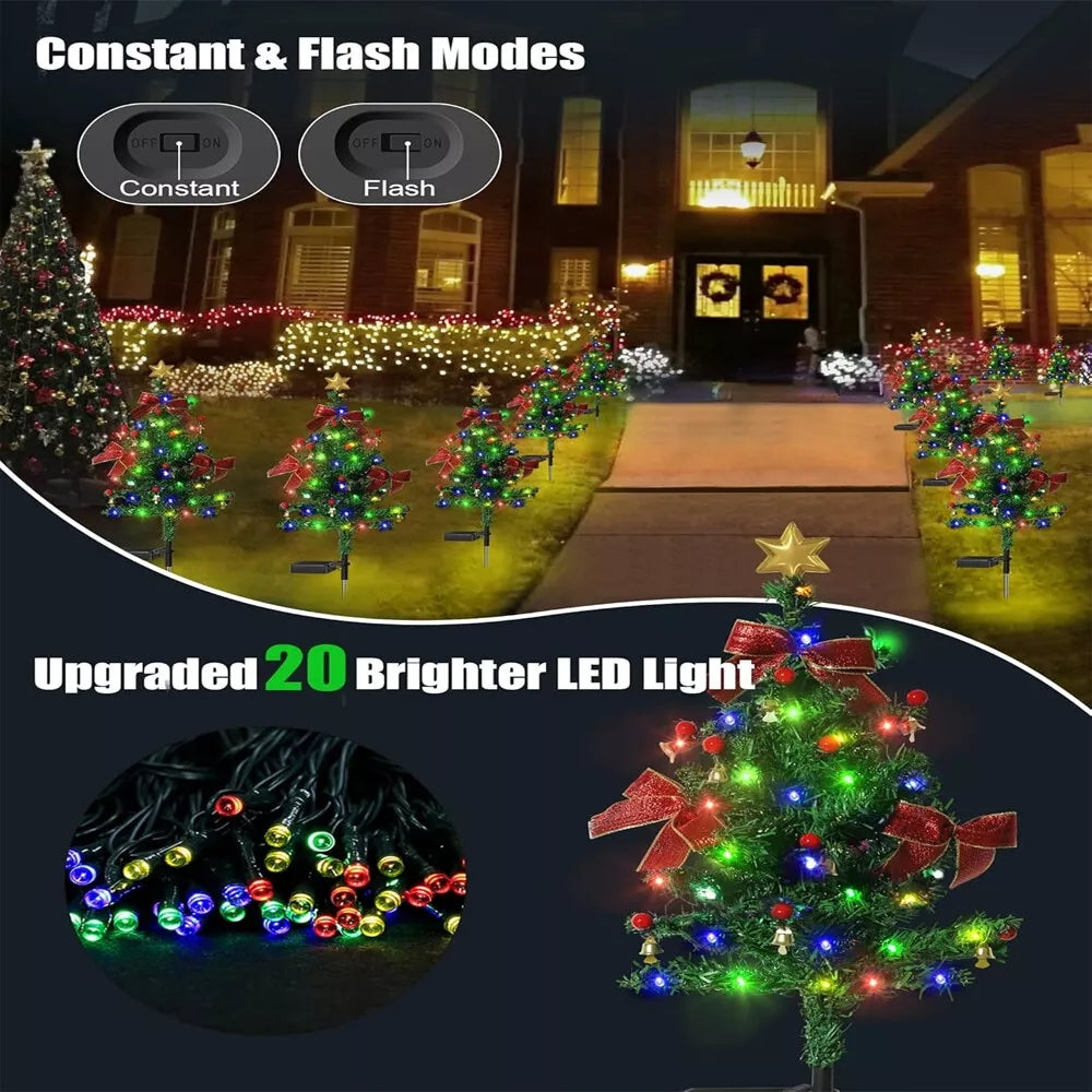 Beiled Multicolor Solar Christmas Tree Light Outdoor Waterproof 20LED Garden Decor（2pack）