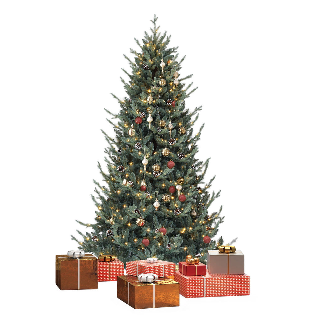 Dextrus 7.5 ft Prelit Spruce Christmas Tree with 51 Pine Cones, Hinged Artificial Christmas Tree with 1938 PE&PVC Tips & 500 Lights,11 Light Modes, Remote Control