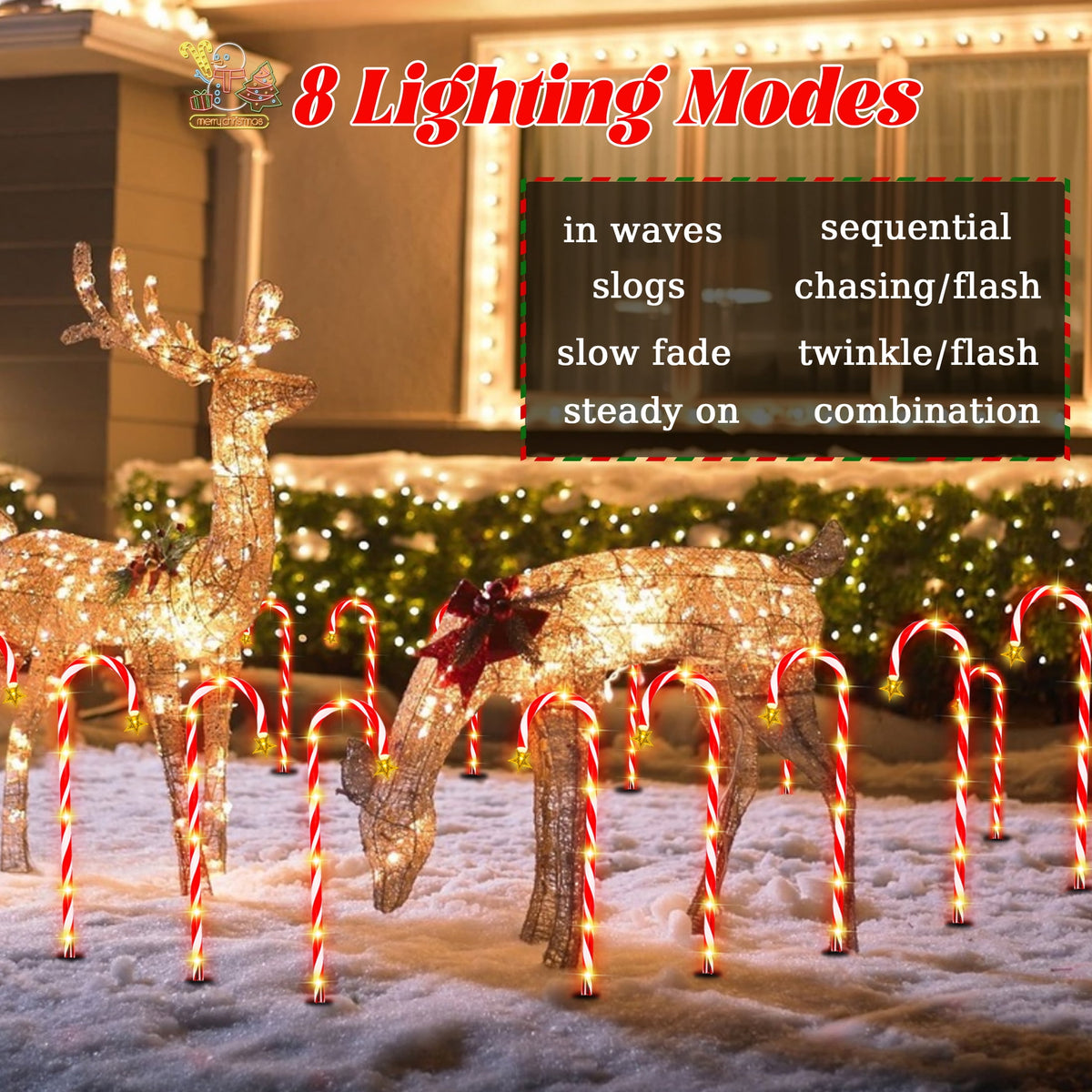 25’’ Christmas Candy Cane Lights, 72 LED Pathway Markers Lights for Christmas Outdoor Decorations, 12 Pack