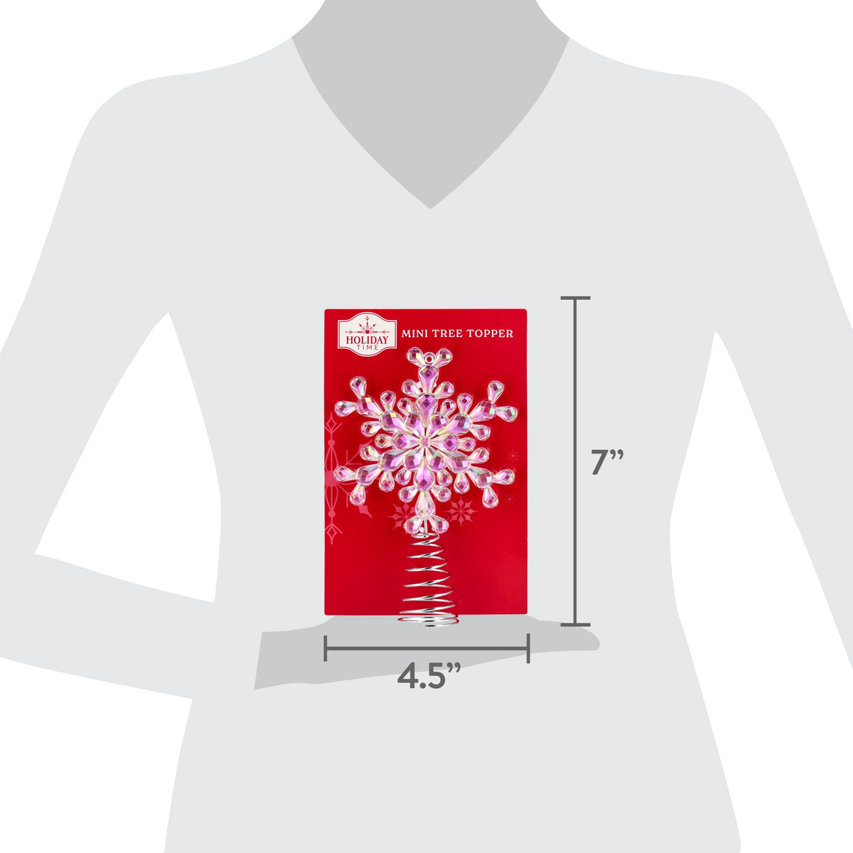 Mini Snowflake Christmas Tree Topper, Iridescent, 7", by Holiday Time