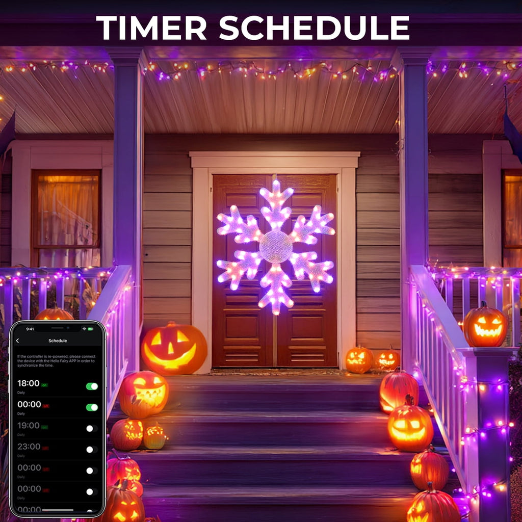 32" Christmas Giant Snowflake Smart Lights DIY Color Changing Music Sync Remote & App Control 78 LEDs Large Prelit Window Hanging Lights for Holiday Indoor Wall Door Window Porch Decor