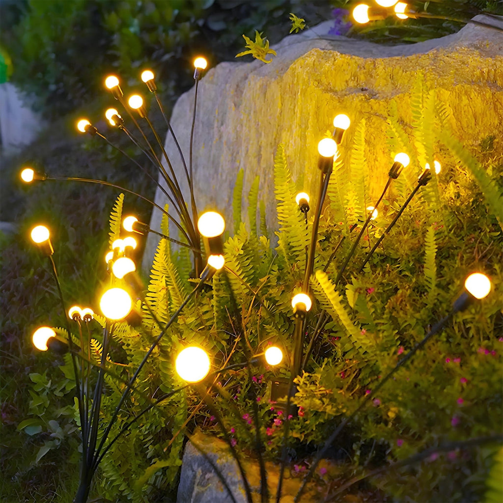 TopZoo Solar Garden Stake Lights, Solar Firefly Lights Outdoor Decorative Waterproof for Outside Backyard Decor, Yard Decor, Garden Decor, Christmas, Warm White Round LED Bulb, 4 Packs