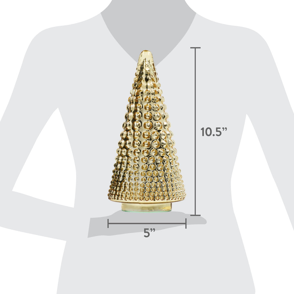Glass Tree Christmas Decoration, Gold, 10", by Holiday Time