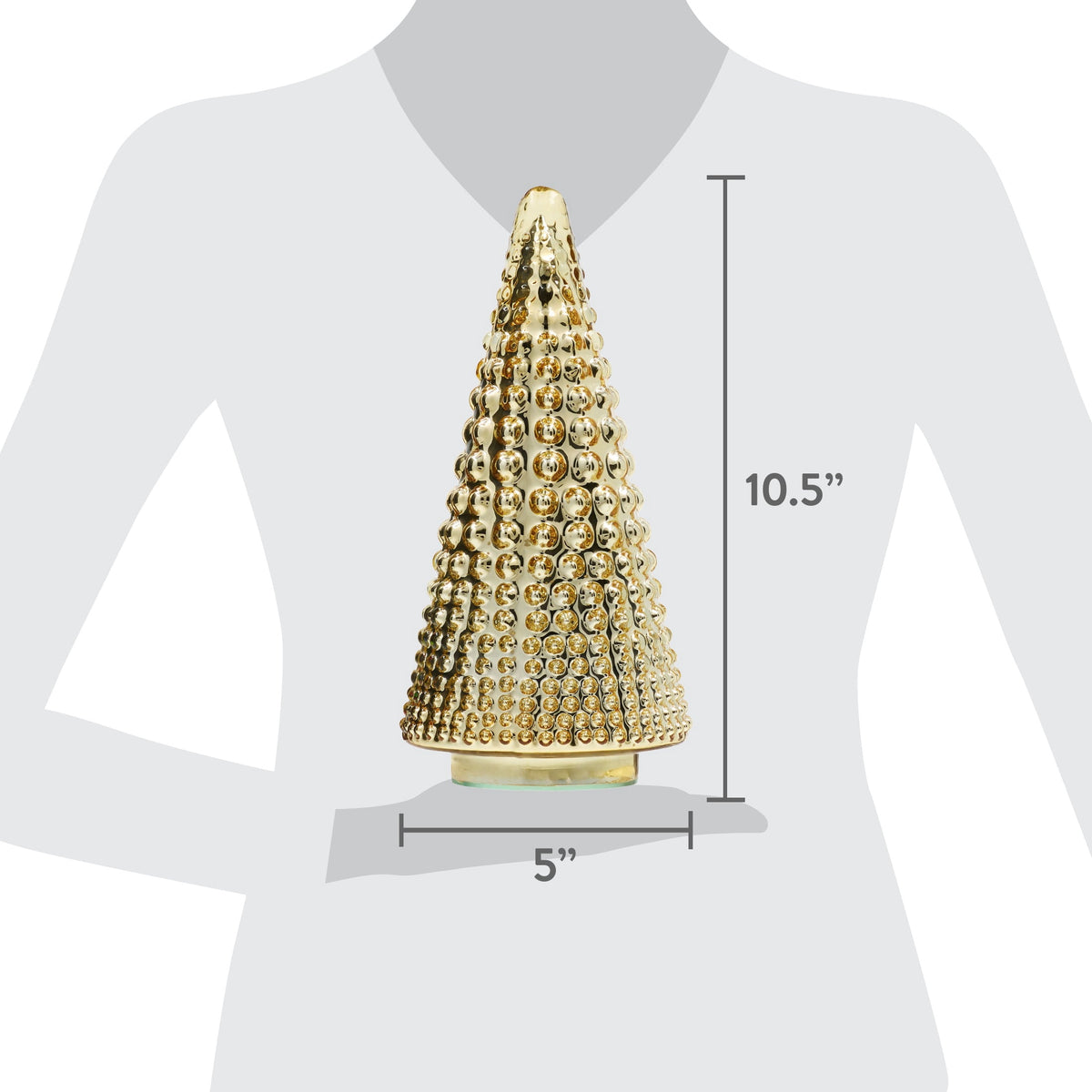 Glass Tree Christmas Decoration, Gold, 10", by Holiday Time